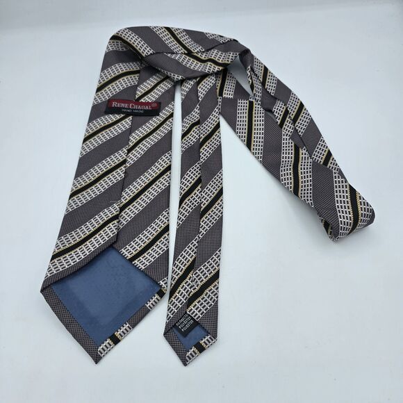 Rene Chagal Multicolor Fine Geometric Men's Tie, Vintage 57 x 4 In Necktie - Picture 3 of 6